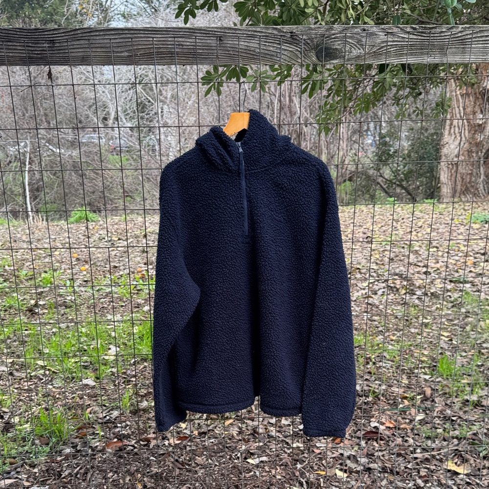 Old Navy Dark Blue Quarter Zip Sherpa Jacket